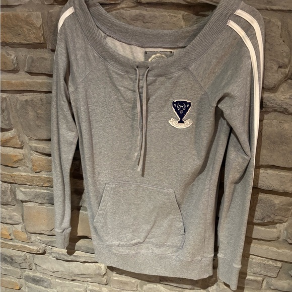 PINK Victoria's Secret Tops - VINTAGE PINK Victoria's Secret Gray Sweatshirt with Embroidered Crest